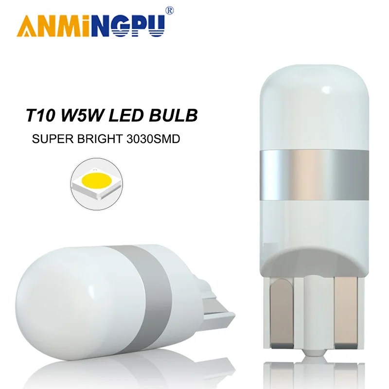 ANMINGPU 10x W5W T10 Led Bulbs Canbus 4014 SMD 6000K 168 194 Led